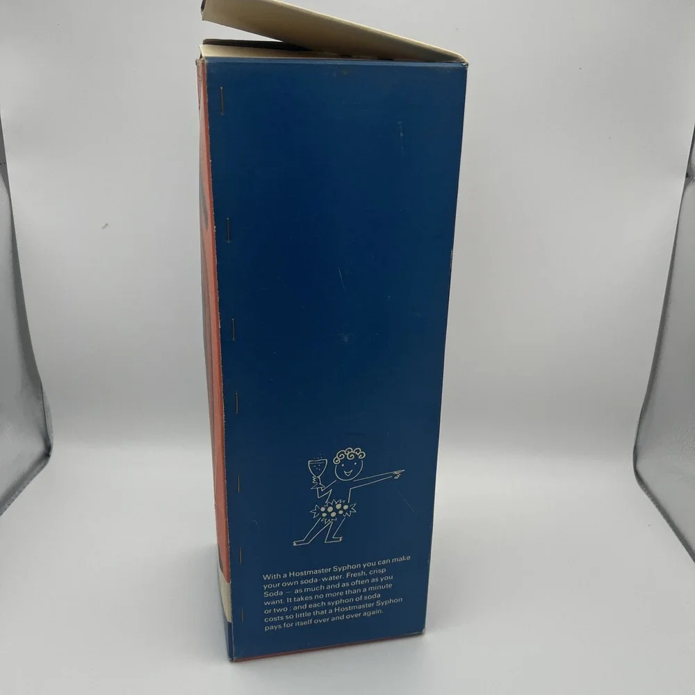 Vintage Hostmaster Syphon Soda Water Maker Red Metallic Barware with Box